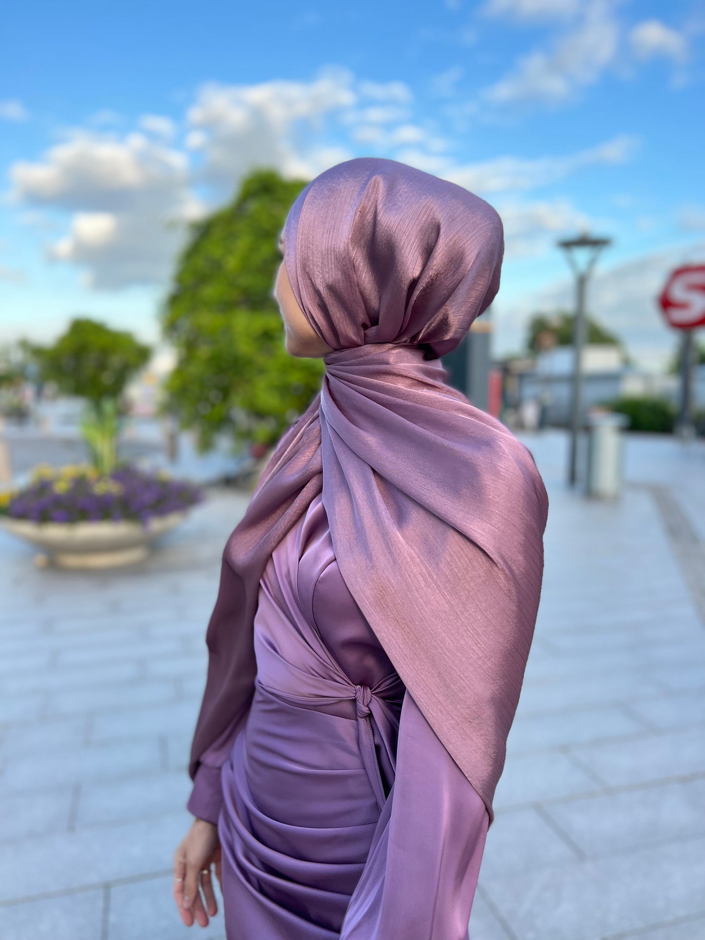 Shiny Silk Hijab - Purple ss41