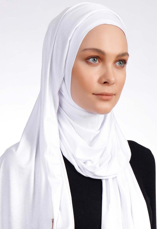 Good To Go Plain Jersey Hijab - White p02