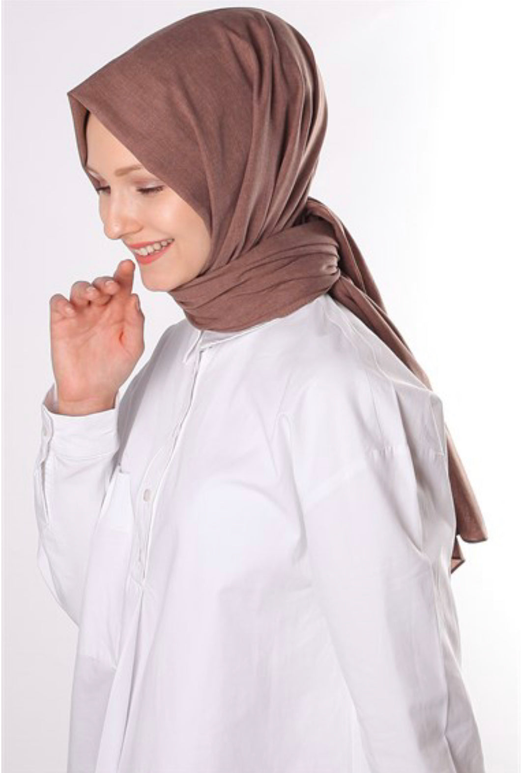 Neutral bomulds hijab - kaffe brun