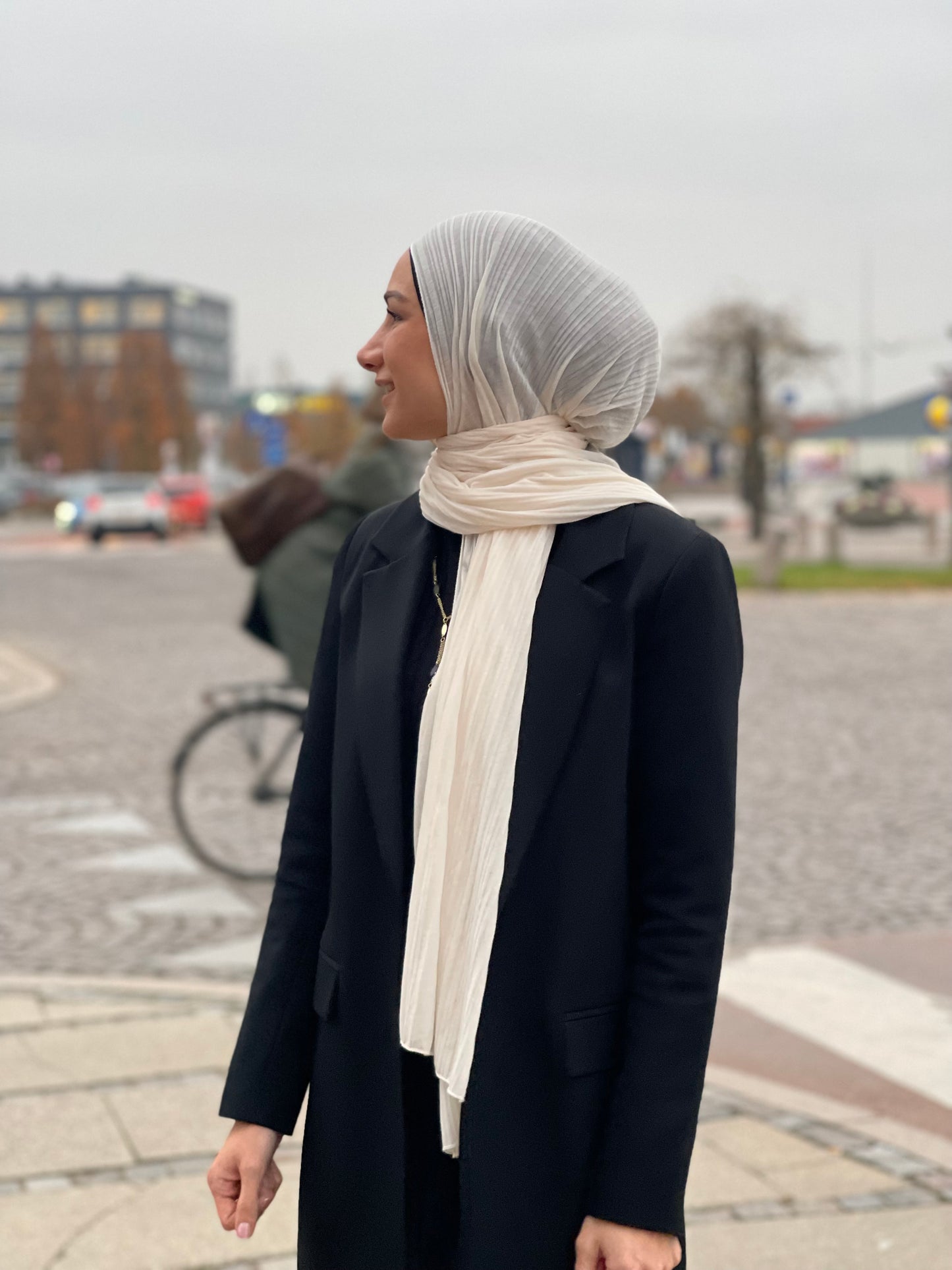 Cream White Delux Jersey Hijab - 14