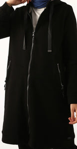 Hooded zipper front  - Black