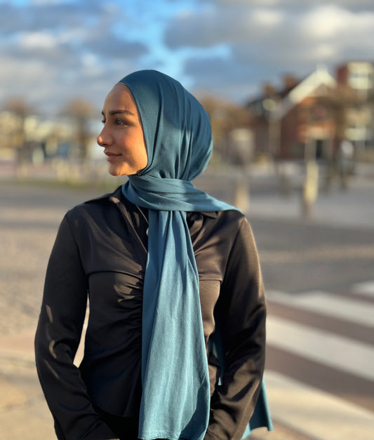 Plain Jersey Hijab - Petrol b148