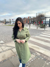 Load image into Gallery viewer, Hør Tunic kjole med bælte - Green
