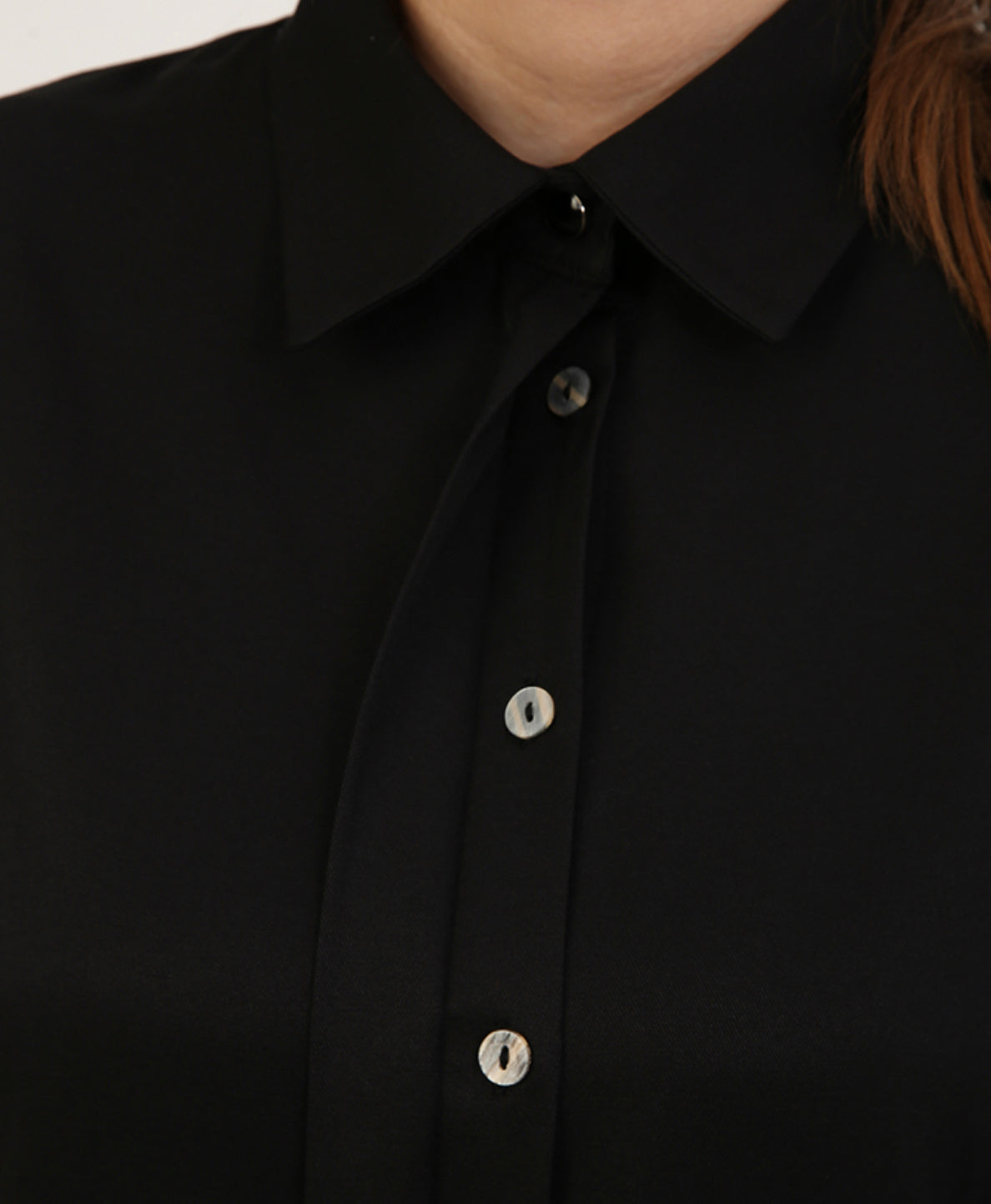Basic Hidden Button Shirt Tunic - Black