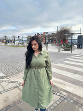 Load image into Gallery viewer, Hør Tunic kjole med bælte - Green
