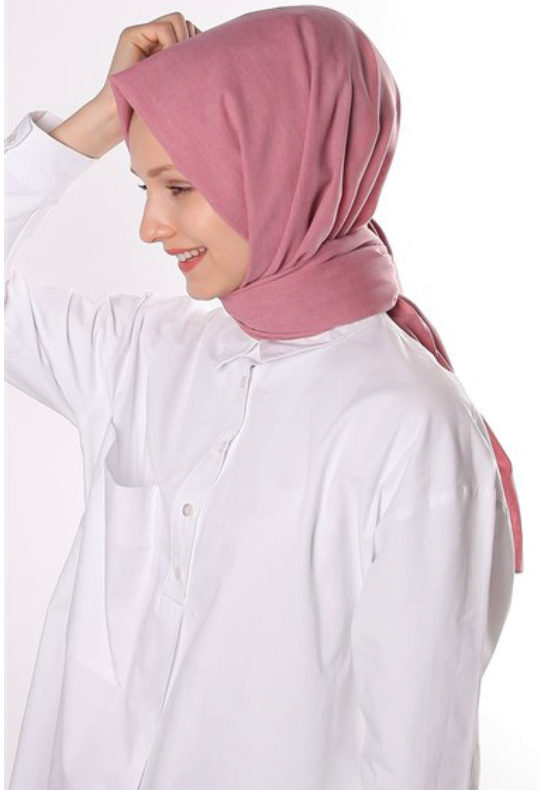 Neutral bomulds hijab - Pulverrosa