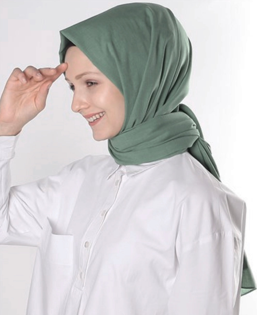 Neutral bomulds hijab - støvet grøn