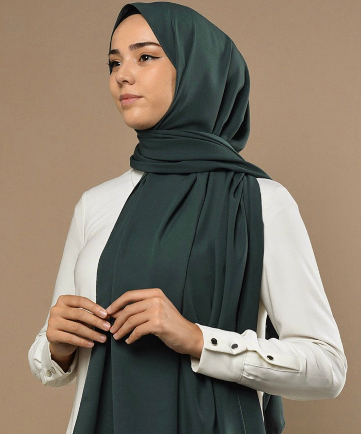 Medina Silke Hijab - Dark Green