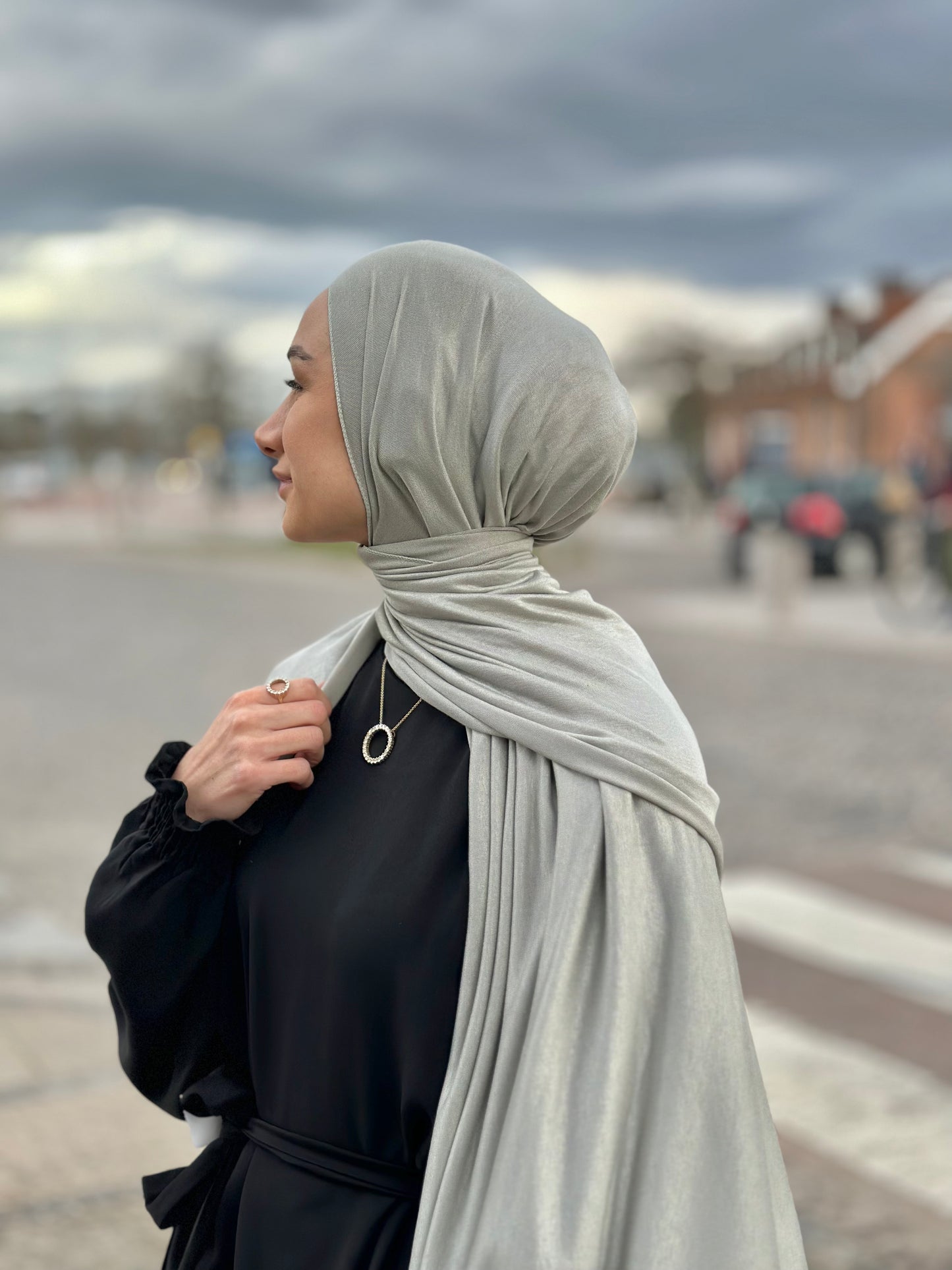 Plain Jersey hijab - Sea Salt b156