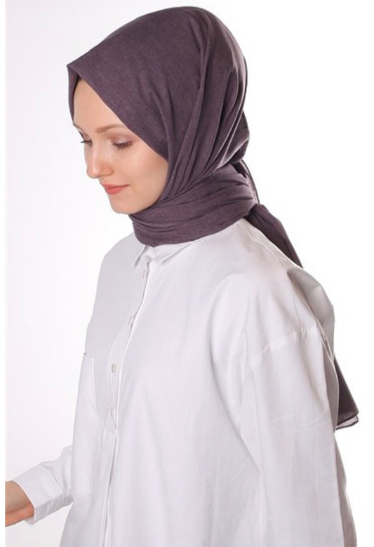 Neutral bomulds hijab - Mørk lilla