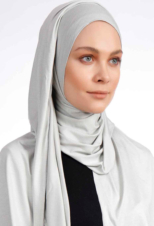 Good To Go Plain Jersey Hijab - Light Grey P05