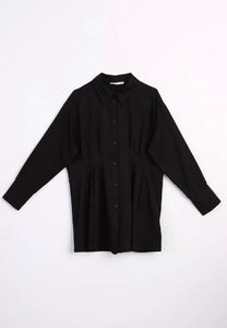Plisseret oversize skjorte tunika - sort