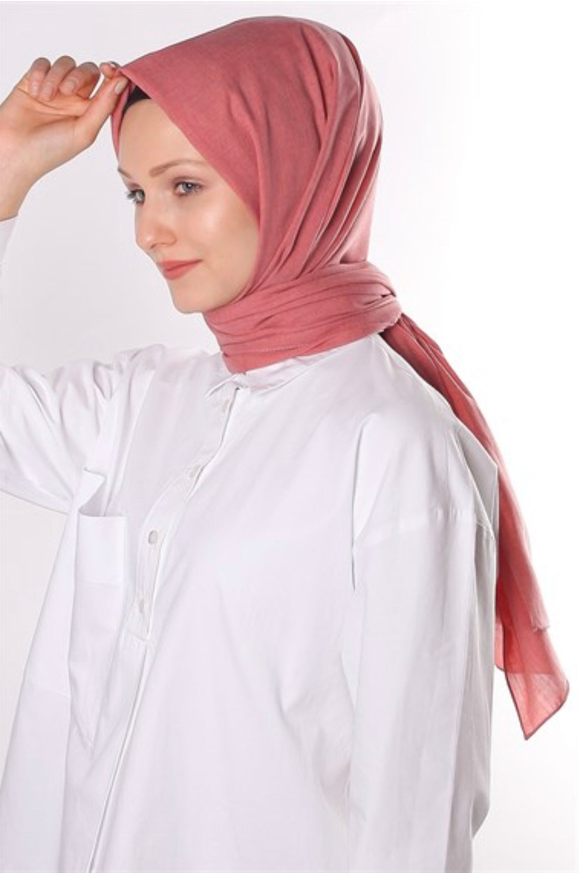 Neutral bomulds hijab - fersken