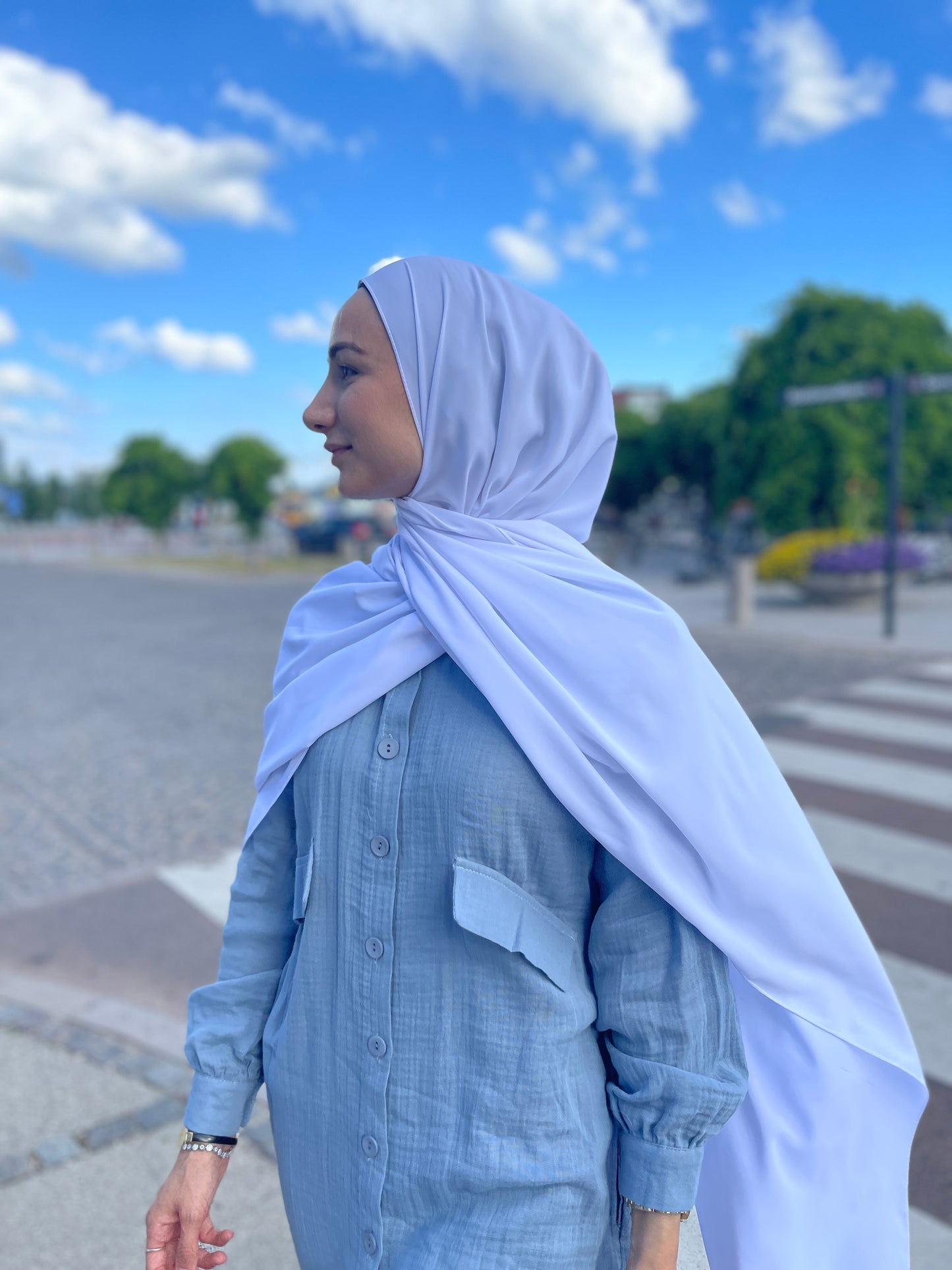 Medina silke Hijab - White
