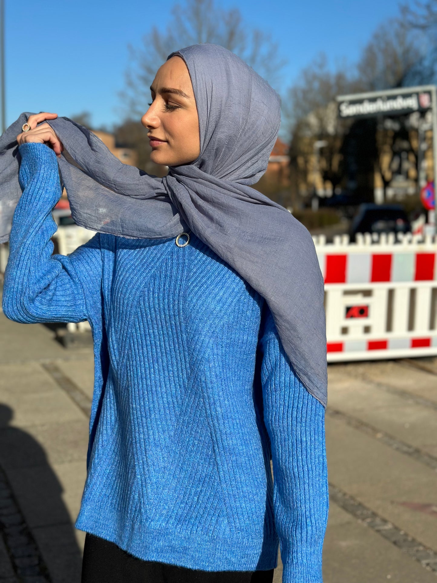 Dubai Hijab - Grey Blue db16