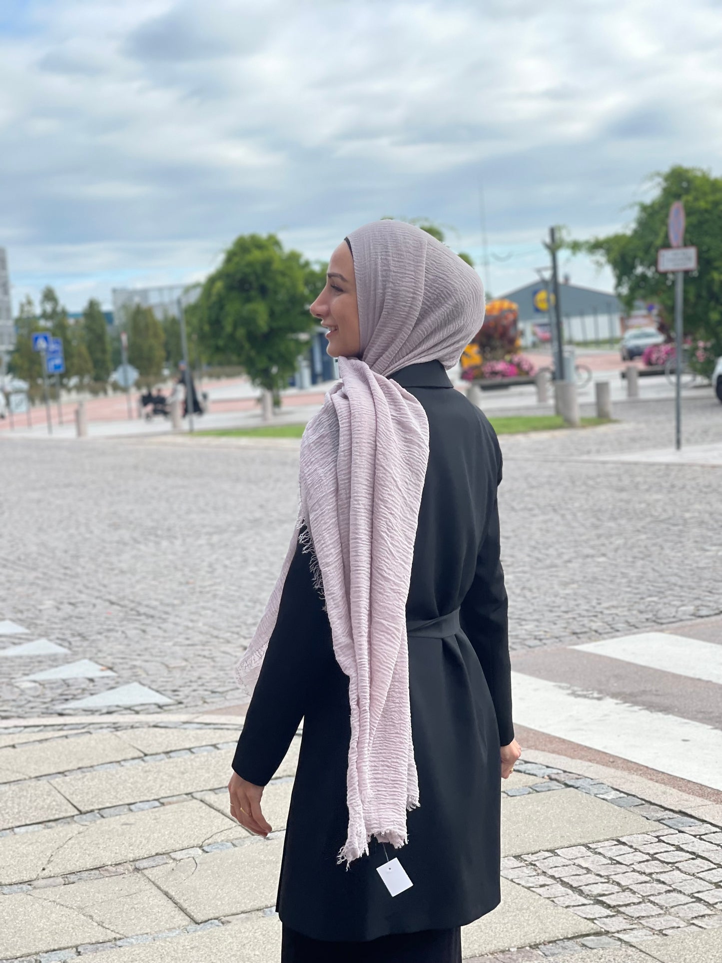Wrinkle Hijab - Grey/lilla A44