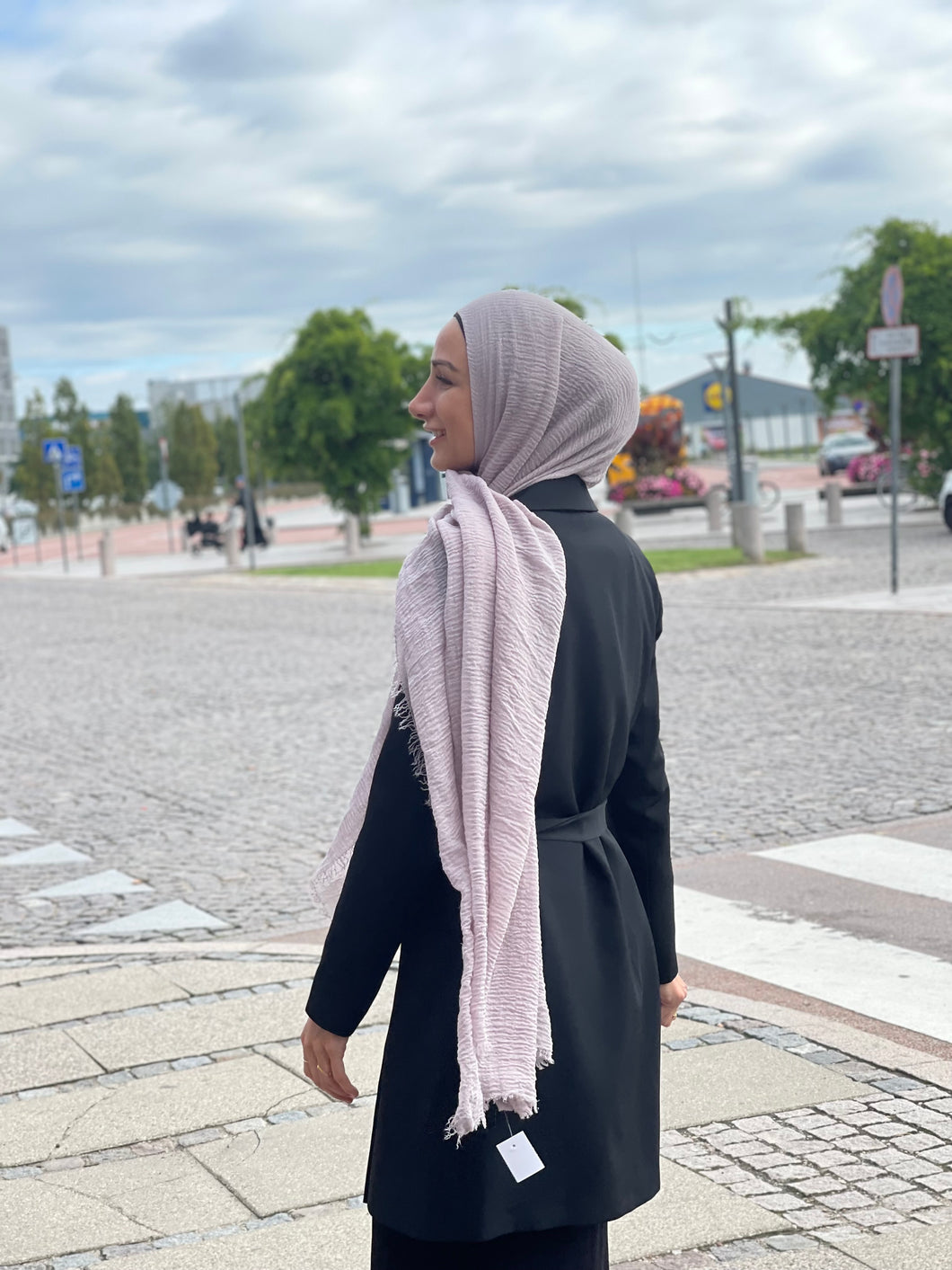 Wrinkle Hijab - Grey/lilla 44