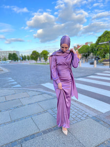Bodycon Satin Dress - Purple
