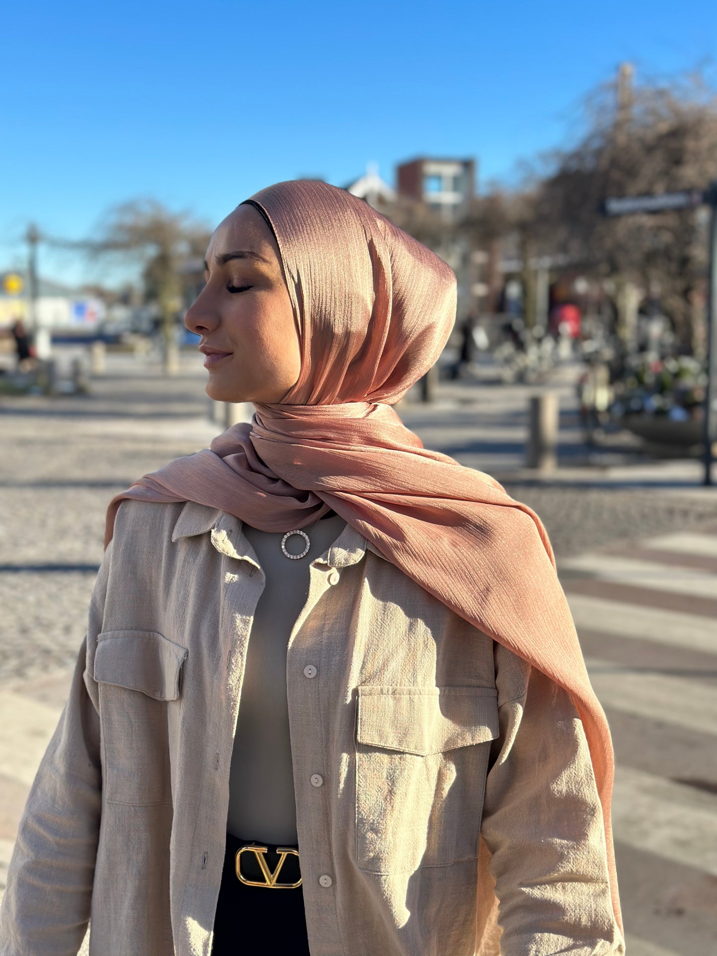 Shiny Silk Hijab - Rose Gold ss89