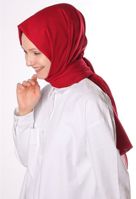 Neutral bomulds hijab - Rød