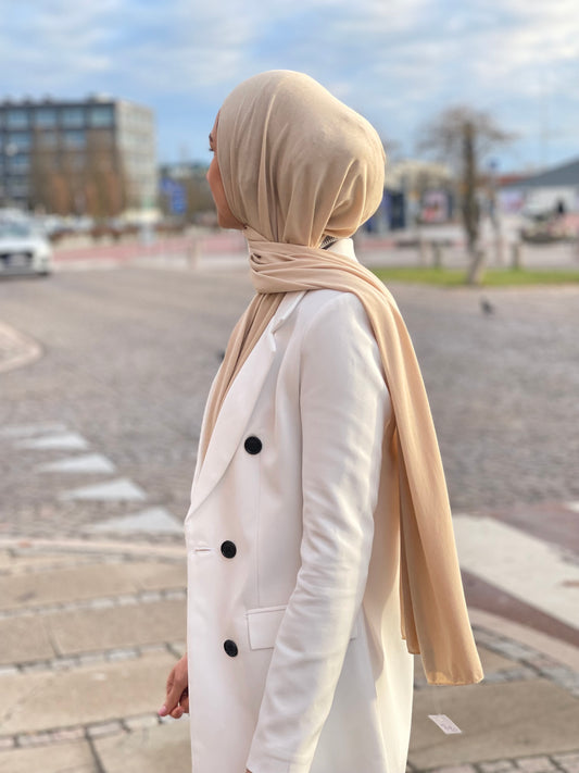 Plain Jersey hijab - Ivory b90